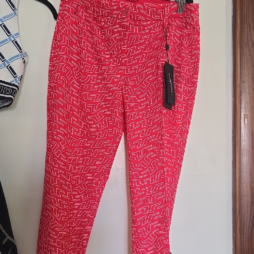 J.Lindeberg Red Straight Leg Jumpsuit with Textured Fabric